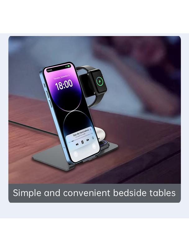 VEGER ładowarka indukcyjna 3w1 Qi 20W Y9 szara