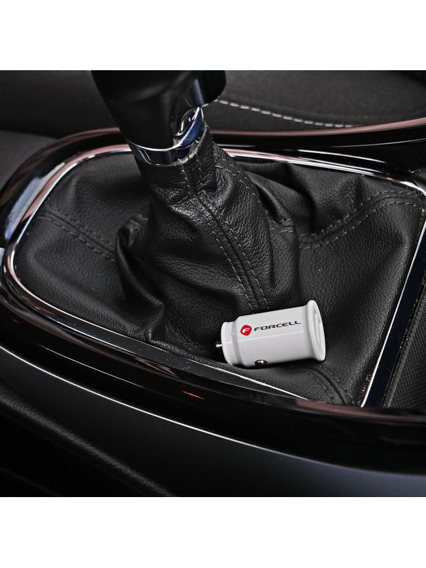 FORCELL ładowarka samochodowa Mini 2xUSB 3,1A biała CC-SJ02