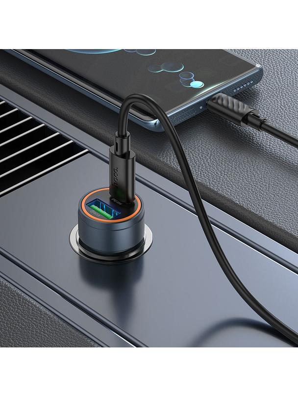 Ładowarka samochodowa Hoco USB A + USB C QC3.0 PD 3A 30W Z57A szara