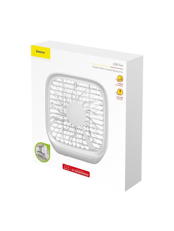 BASEUS wentylator / wiatrak samochodowy na zagłówek na USB biały CXZD-02
