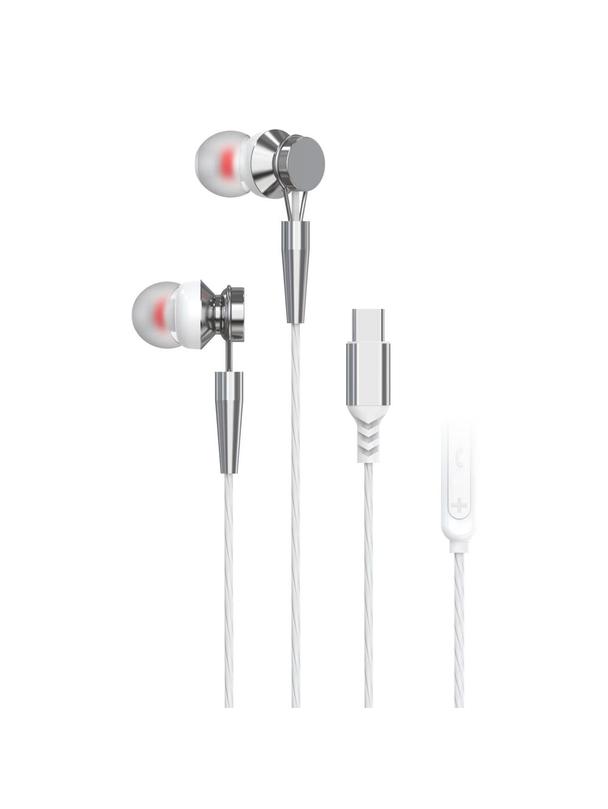 PAVAREAL słuchawki przewodowe Typ C z mikrofonem PA-M10C-R białe [DAC]