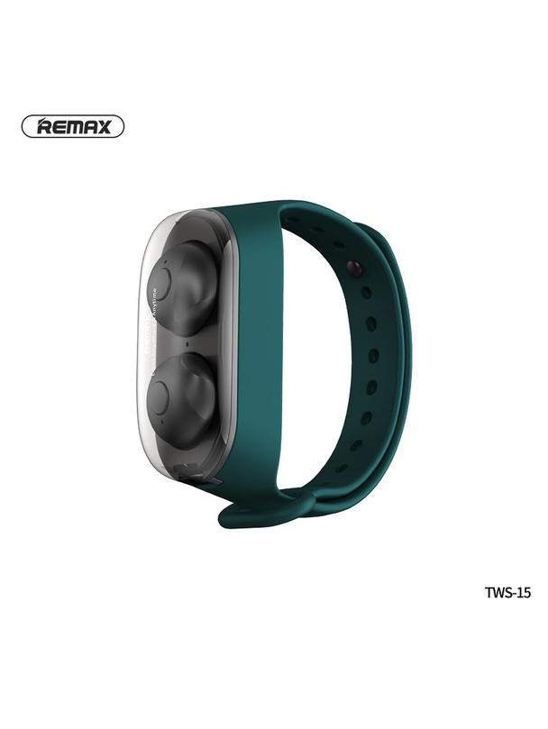 REMAX słuchawki bezprzewodowe bluetooth TWS-15 w stacja dokująca w smartbandzie zielony