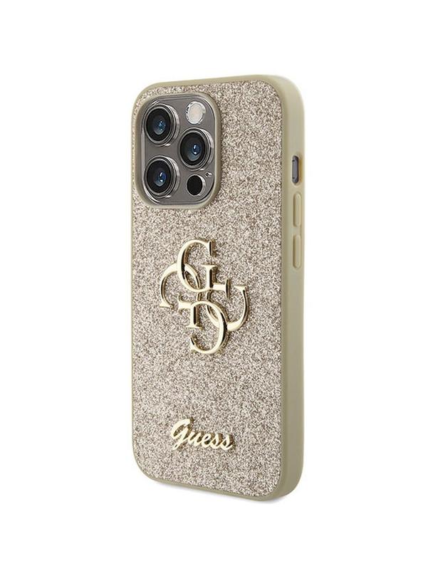 GUESS futerał do IPHONE 15 Pro GUHCP15LHG4SGD (Fixed Glitter Big 4G) złoty