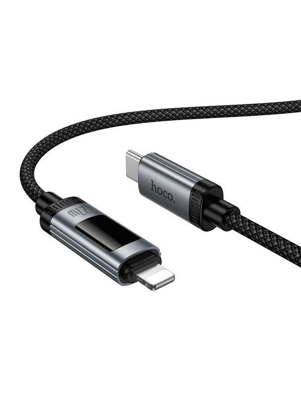 Kabel USB C do Lightning Hoco PD 27W 1,2 m z wyświetlaczem U148 czarny