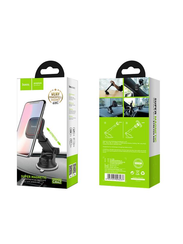 Uchwyt na telefon do samochodu magnetyczny Hoco do szyby / deski CA42 czarno czerwony