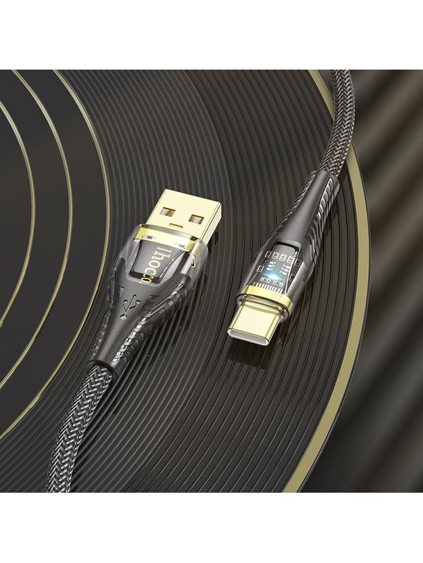 Kabel USB A do USB C Hoco 2,4A 1,2 m U121 czarny transparentny