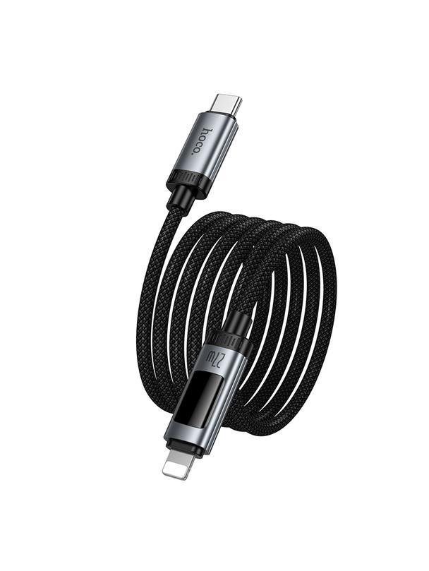 Kabel USB C do Lightning Hoco PD 27W 1,2 m z wyświetlaczem U148 czarny