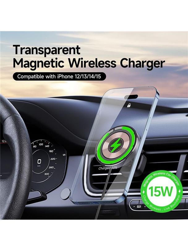 DUZZONA V2 - uchwyt samochodowy indukcyjny do kratki kompatybilny z MagSafe 15W czarny