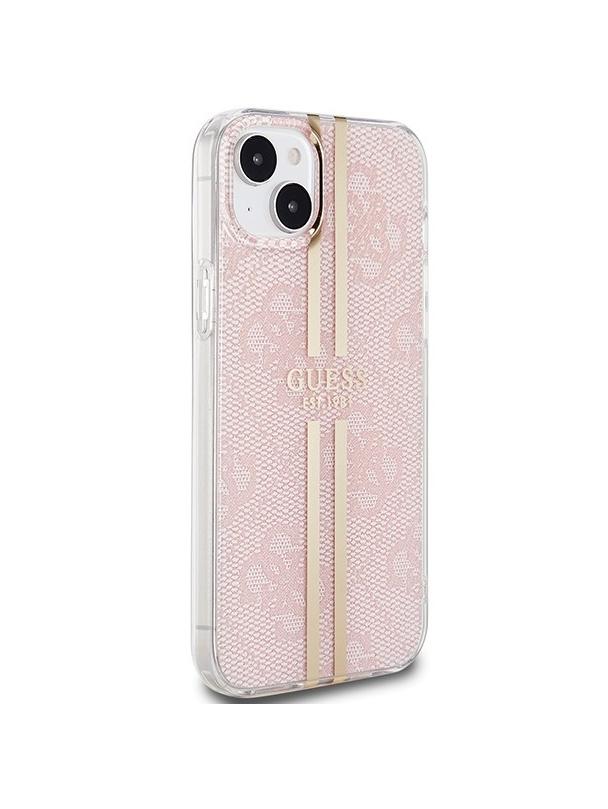 GUESS futerał do IPHONE 15 GUHCP15SH4PSEGP (4G Gold Stripe) różowy