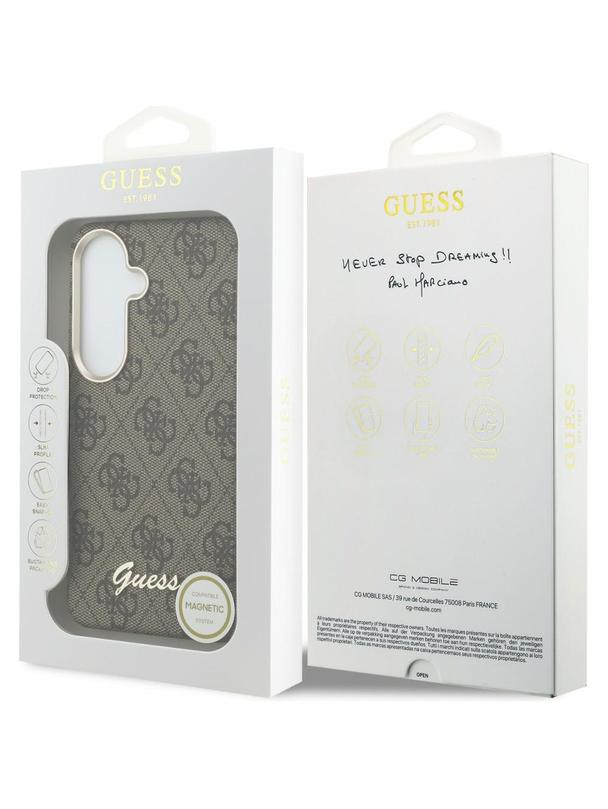 GUESS futerał do SAMSUNG S26 GUHMS26S5P4FWMSW (4G Script MagSafe) brązowy