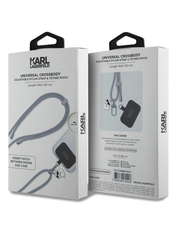 KARL LAGERFELD zawieszka KLUCNMSCKIG (Crossbody Cord Choupette) szary