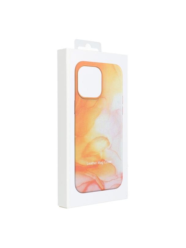 Futerał LEATHER MAG COVER kompatybilny z MagSafe do IPHONE 13 Pro orange splash
