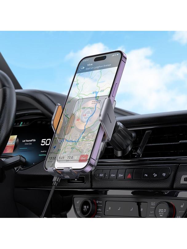 Uchwyt na telefon do samochodu indukcyjny Hoco 15 W do kratki HW7 szary