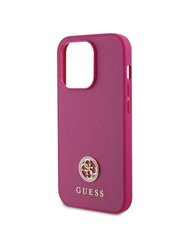 GUESS futerał do IPHONE 15 Pro GUHCP15LPS4DGPP (Strass Metal Logo) różowy