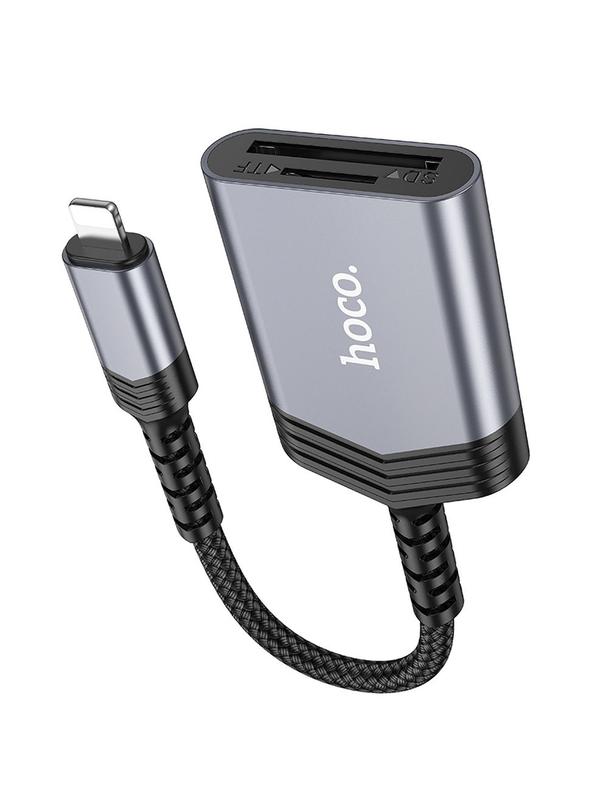 Czytnik kart SD / TF Hoco Lightning UA25 szary