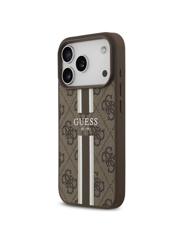 GUESS futerał do IPHONE 17 Pro kompatybilny z MagSafe GUHMP17LP4RPSW (4G Printed Stripes) brązowy