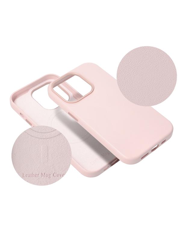 Futerał LEATHER MAG COVER kompatybilny z MagSafe do IPHONE 16 różowy
