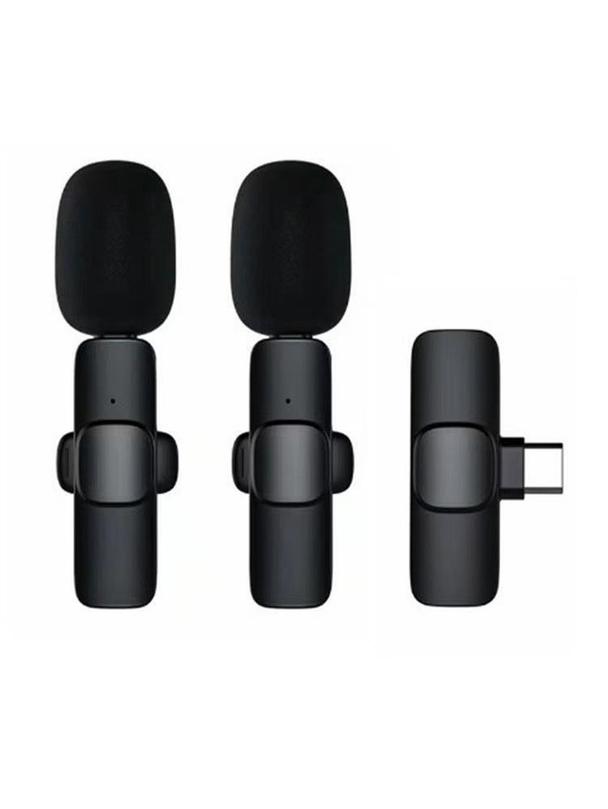 Mikrofon krawatowy bezprzewodowy Typ C podwójny (2 w zestawie) K1 czarny