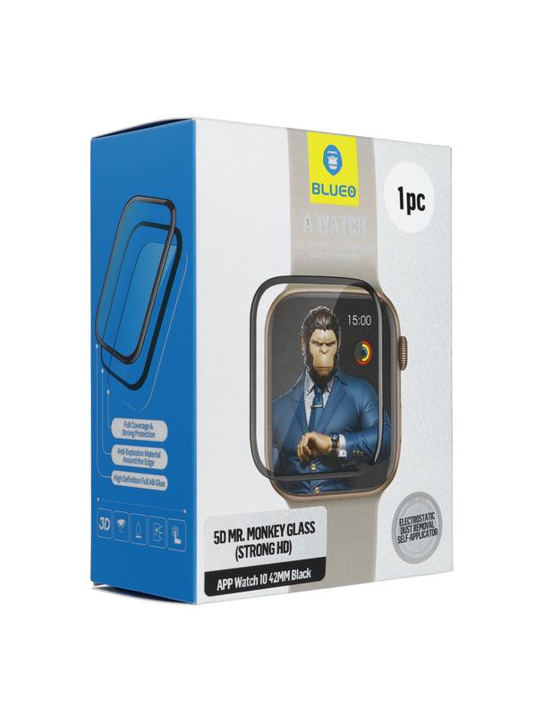 Szkło Hartowane 5D Mr. Monkey Glass - do Apple Watch 10/11 42MM czarny (Strong HD)