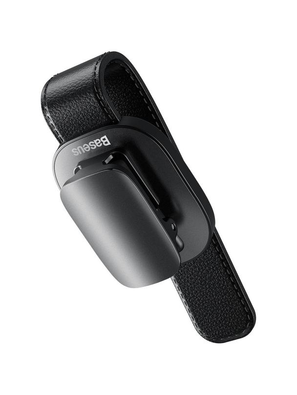 BASEUS uchwyt samochodowy na okulary klips skórzany Platinium Vehicle czarny ACYJN-B01