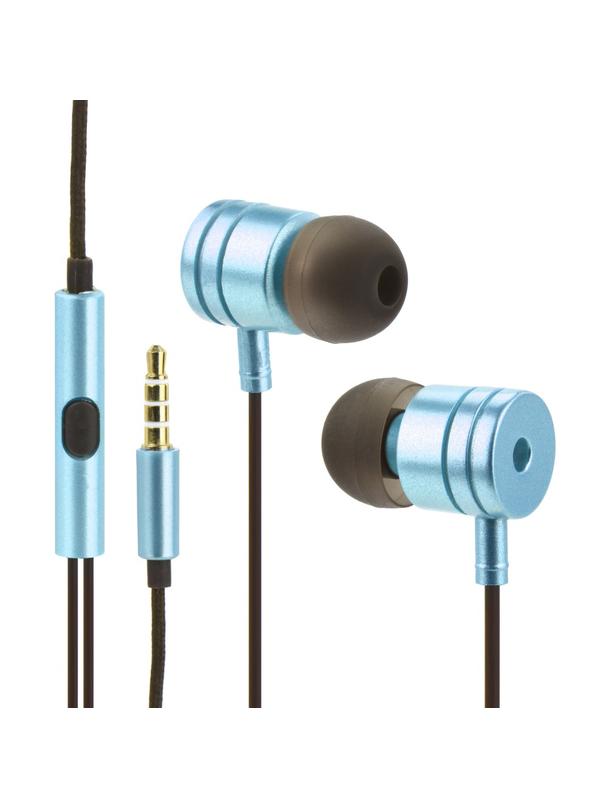 Słuchawki przewodowe Jack 3,5 mm z mikrofonem MI metal box niebieski