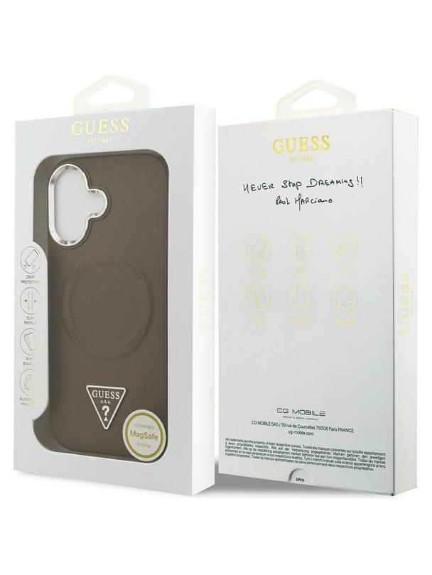 GUESS futerał do IPHONE 17 kompatybilny z MagSafe GUHMP17SPSDTSCMW (PU W/ Triangle Logo) brązowy
