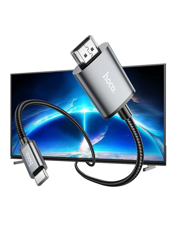 Kabel USB C do HDMI Hoco 4K 30Hz 2 m UA27 stalowy szary