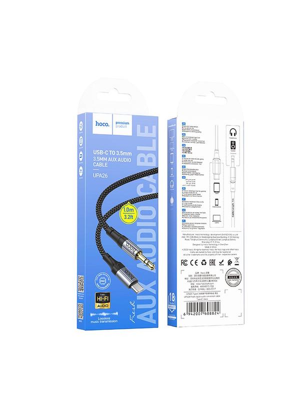 Kabel AUX USB C do Jack 3,5 mm Hoco 1 m UPA26 czarny