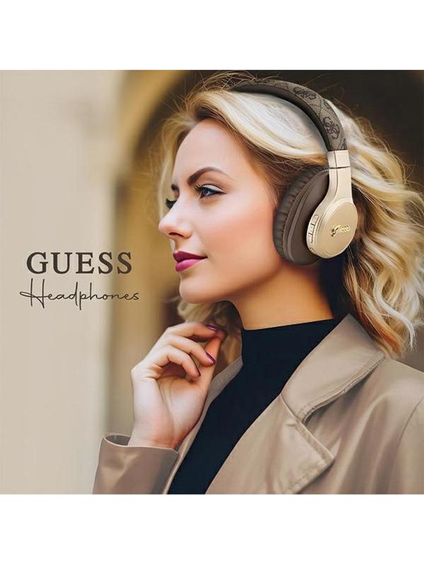 GUESS słuchawki bezprzewodowe bluetooth nauszne GUBH604GEMW (4G Script) brązowe