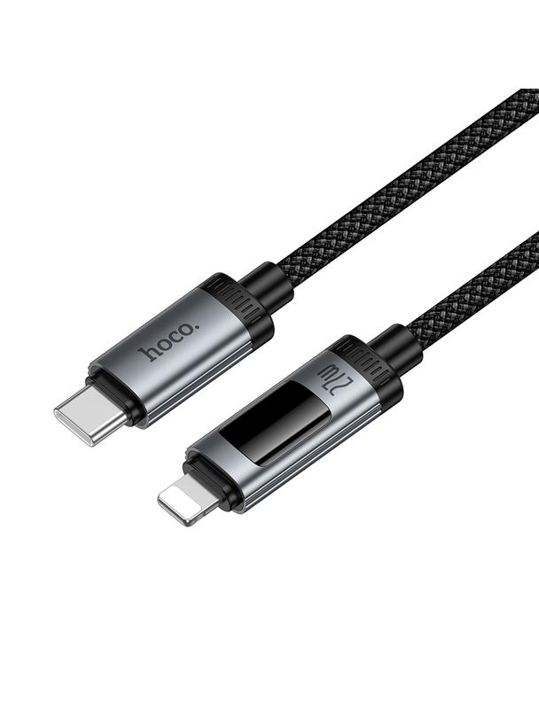 Kabel USB C do Lightning Hoco PD 27W 1,2 m z wyświetlaczem U148 czarny