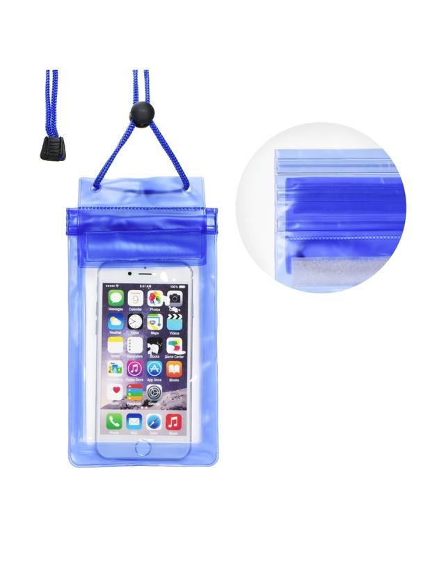 Etui na telefon uniwersalne wodoodporne z strunowym zamknięciem niebieskie