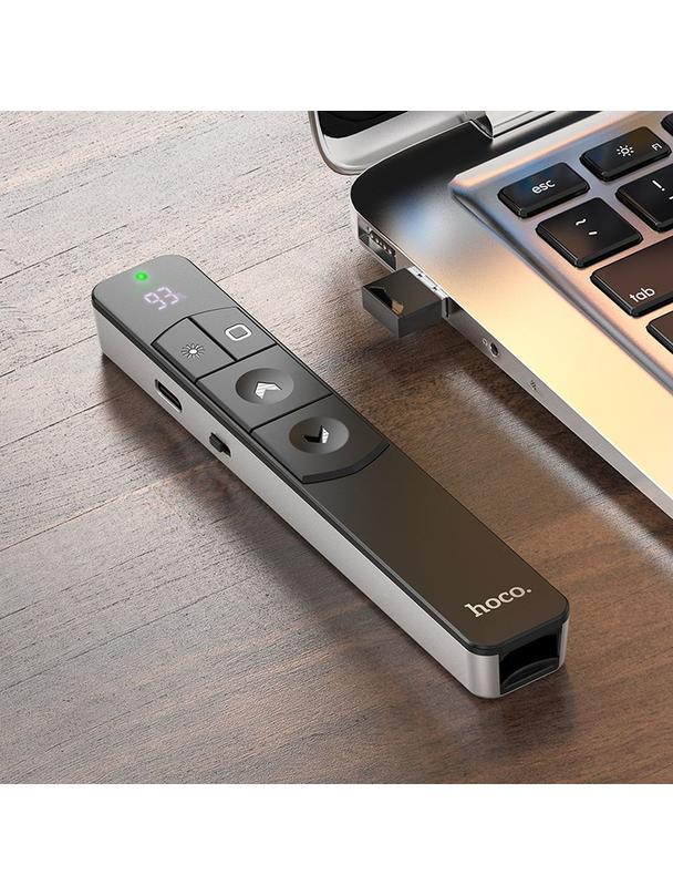 Wskaźnik laserowy bezprzewodowy Hoco bluetooth GM202 srebrny