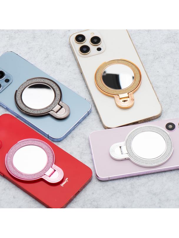 Stojak na telefon CIRCLE MIRROR - naklejany - złoty