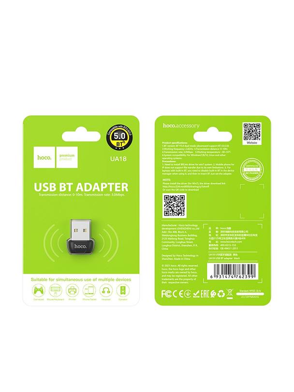 Adapter USB A bluetooth Hoco UA18 czarny