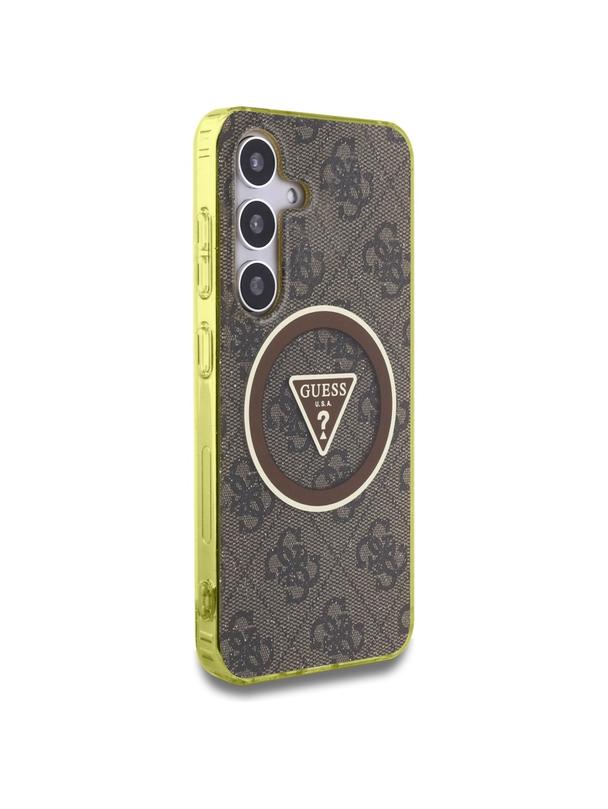 GUESS futerał do SAMSUNG S25 GUHMS25SHG4PRTGW (Magnetic IML Metal Glitter 4G Circle Triangle) brązowy