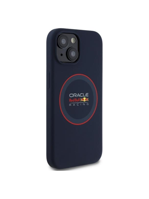 RED BULL futerał do IPHONE 15 kompatybilny z MagSafe RBHMP15S24SIILVR (Silicone red Ring) navy