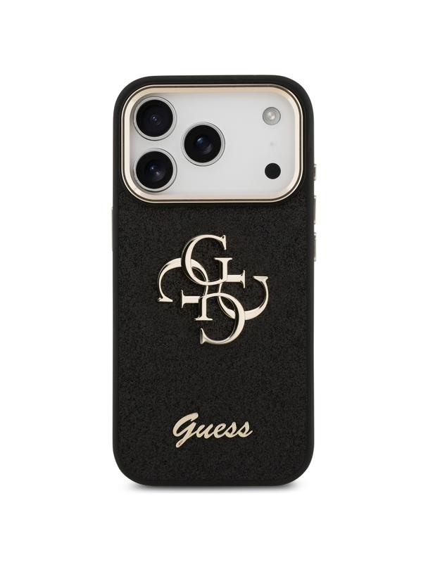 GUESS futerał do IPHONE 17 Pro GUHCP17LHG4SGCK (Fixed Glitter Big 4G Metal Frame) czarny