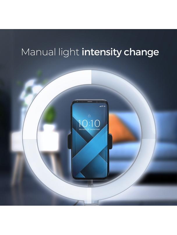 Lampa LED Ring Stream RGB pierścieniowa 13" z uchwytem na telefon + statyw czarna