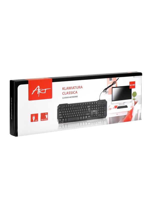 ART klawiatura przewodowa USB A QWERTY AK-46U czarna