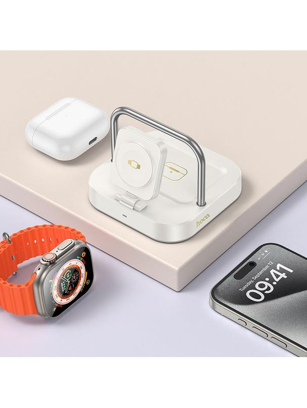 Ładowarka indukcyjna Hoco 3w1 3A 5W kompatybilna z Apple Watch CQ16A biała