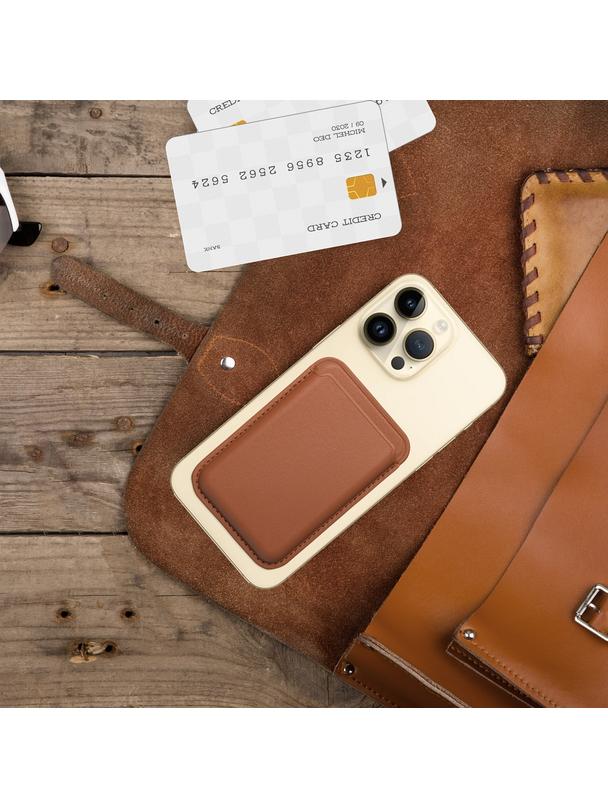 Portfel magnetyczny na karty LEATHER MAG WALLET kompatybilny z MagSafe  brązowy