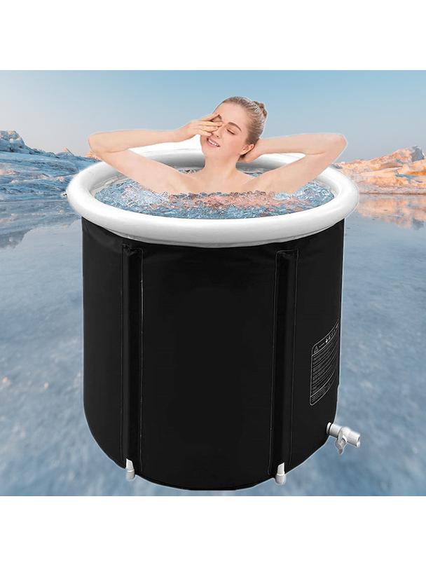 Składana przenośna dmuchana wanna balia do kąpieli morsowania 75 x 75 cm czarna