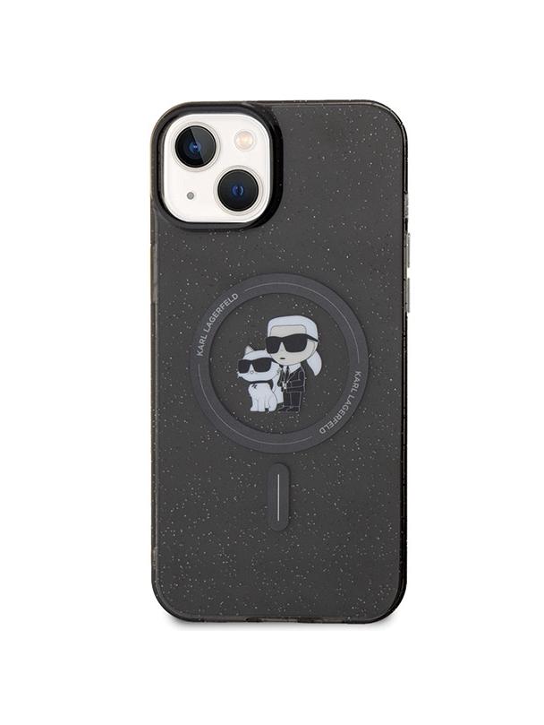 KARL LAGERFELD futerał do IPHONE 15 KLHMP15SHGKCNOK (Glitter + MAG) czarny