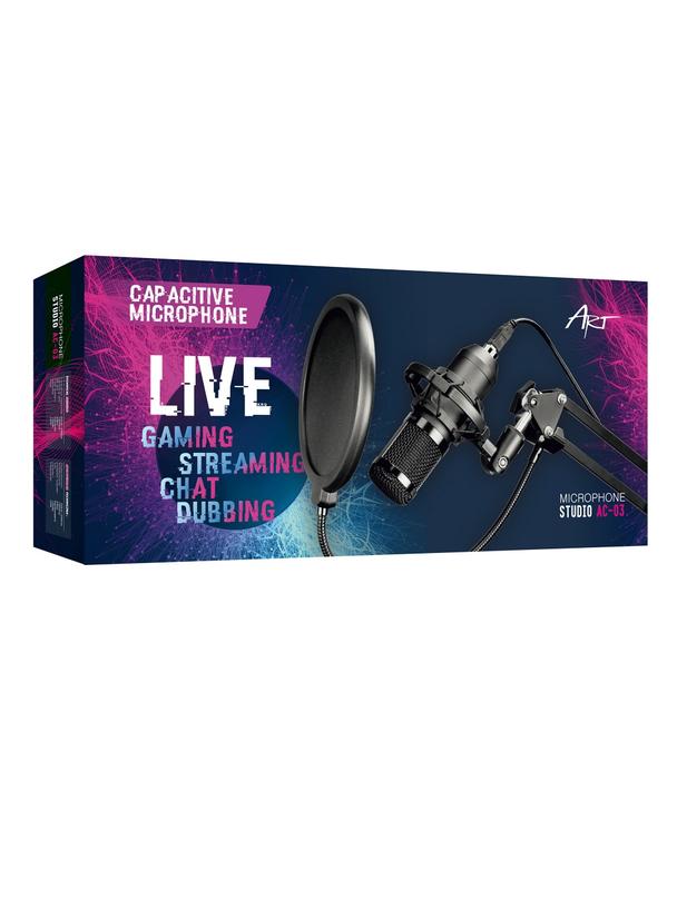 ART mikrofon pojemnościowy na wysięgniku z membraną AC-03 czarny