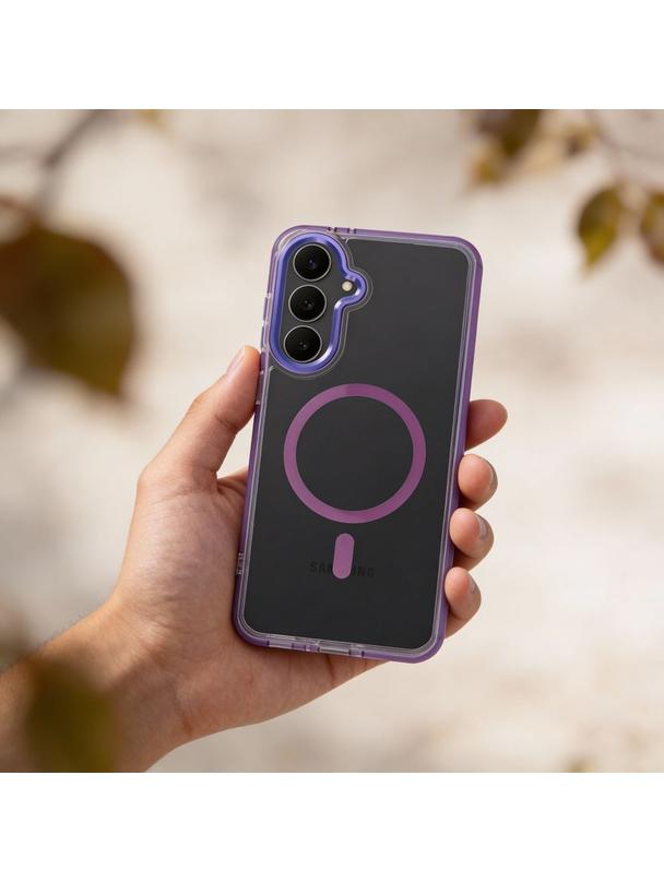 Futerał FRAME CLEAR HYBRID MAG COVER kompatybilny z MagSafe do SAMSUNG A57 fioletowy