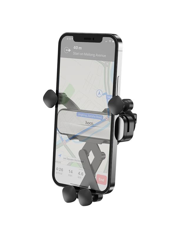 Uchwyt na telefon do samochodu grawitacyjny Hoco do kratki CA102 czarno srebrny