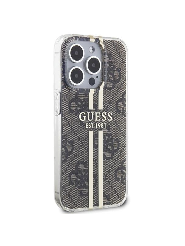 GUESS futerał do IPHONE 15 Pro Max GUHCP15XH4PSEGW (4G Gold  Stripe) brązowy