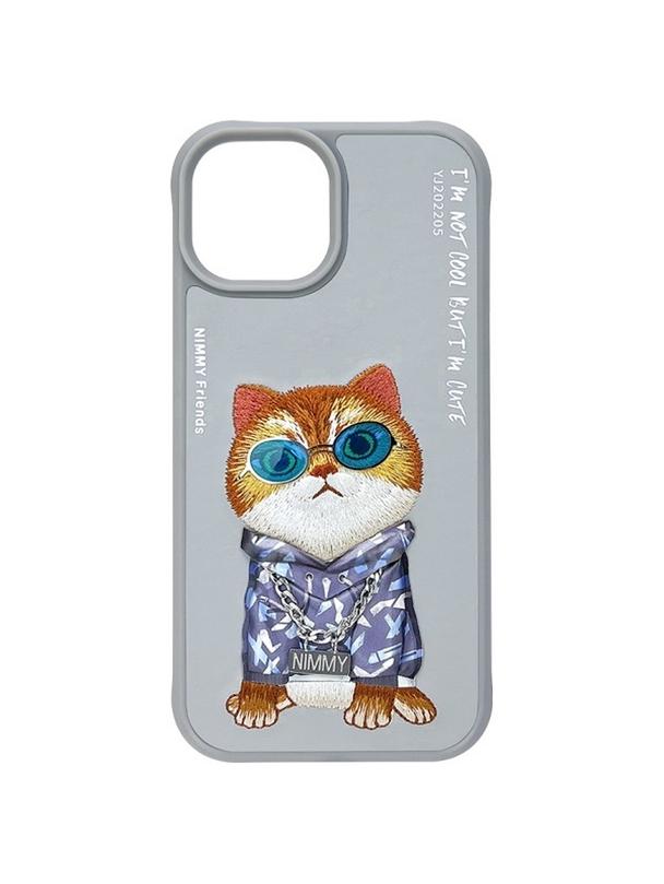 NIMMY futerał GLASSES COOL CAT do IPHONE 15 szary