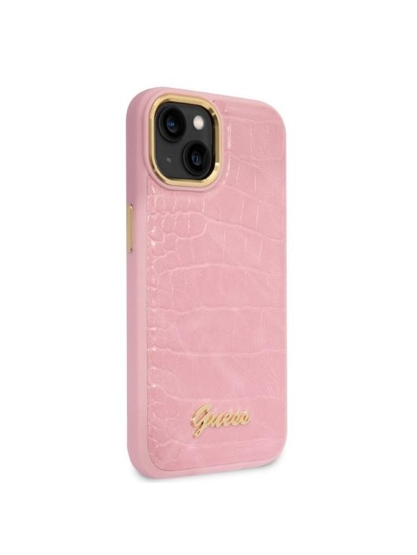 GUESS futerał do IPHONE 13 / 14 / 15 GUHCP14SHGCRHP (Croco Collection) różowy