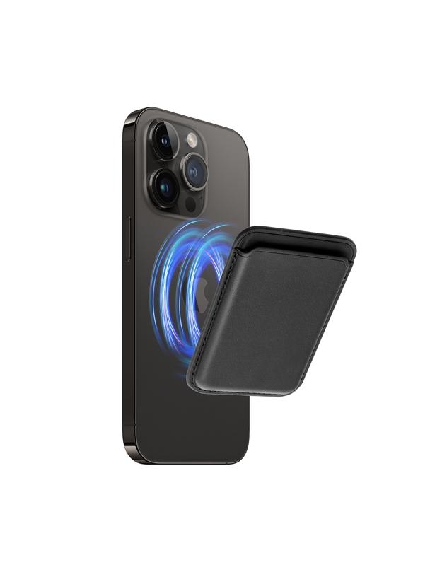 Portfel magnetyczny na karty LEATHER MAG WALLET kompatybilny z MagSafe  czarny